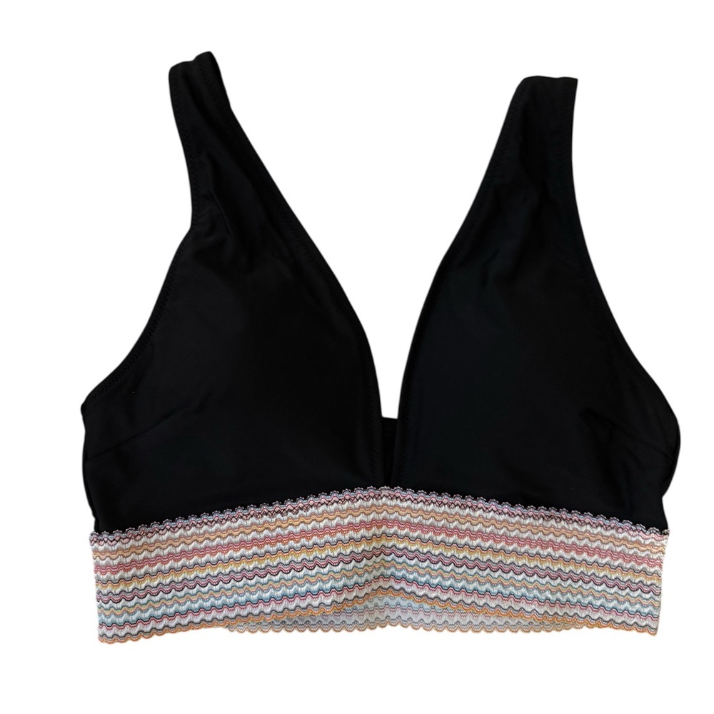 Black swim top with Multicolor Trim